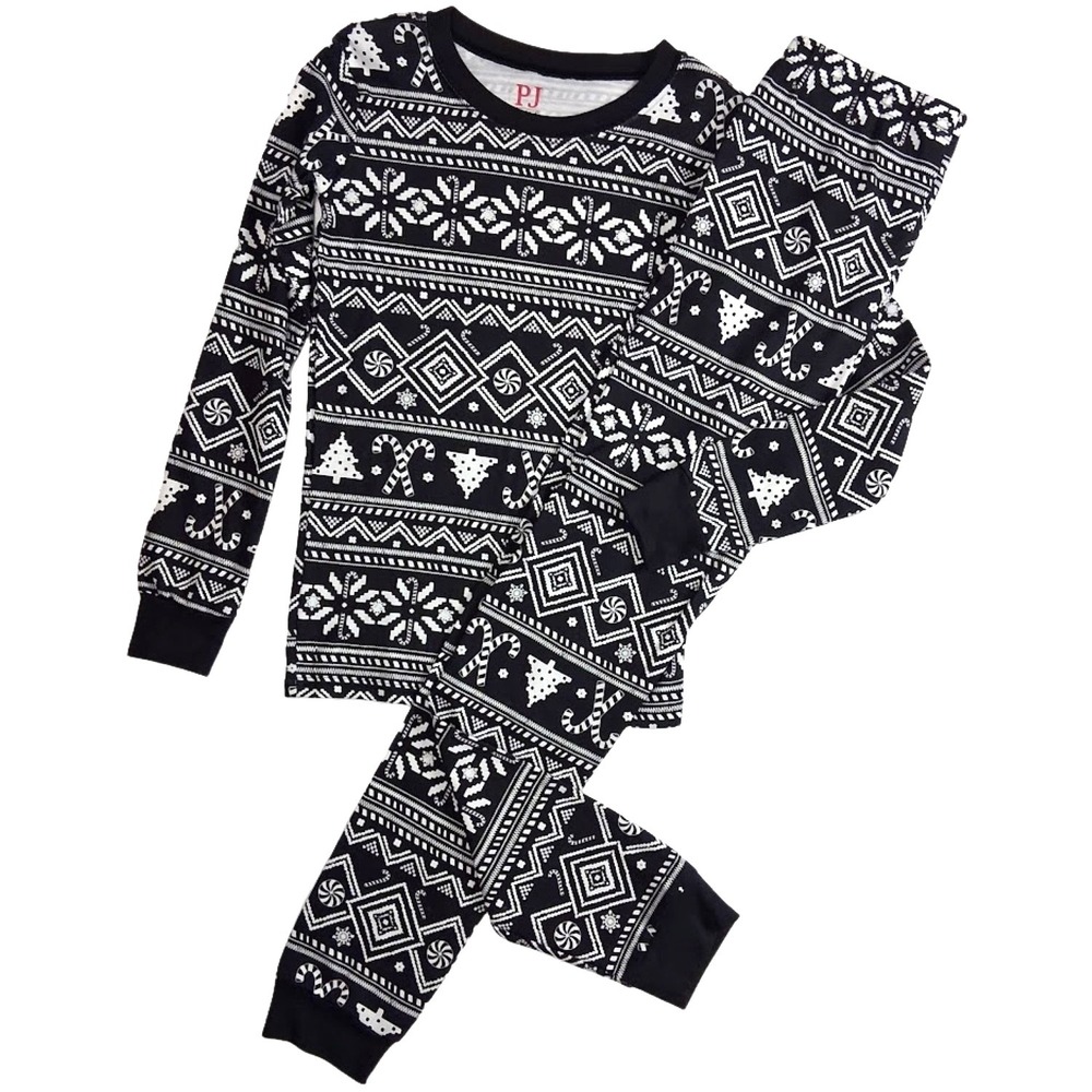 The Children's Place Holiday Family Pajamas Sz 10 Black White Christmas